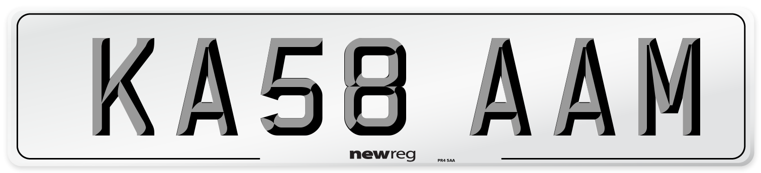 KA58 AAM Number Plate from New Reg